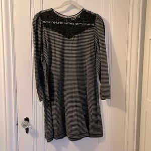 LOFT striped lace swing dress, long sleeve